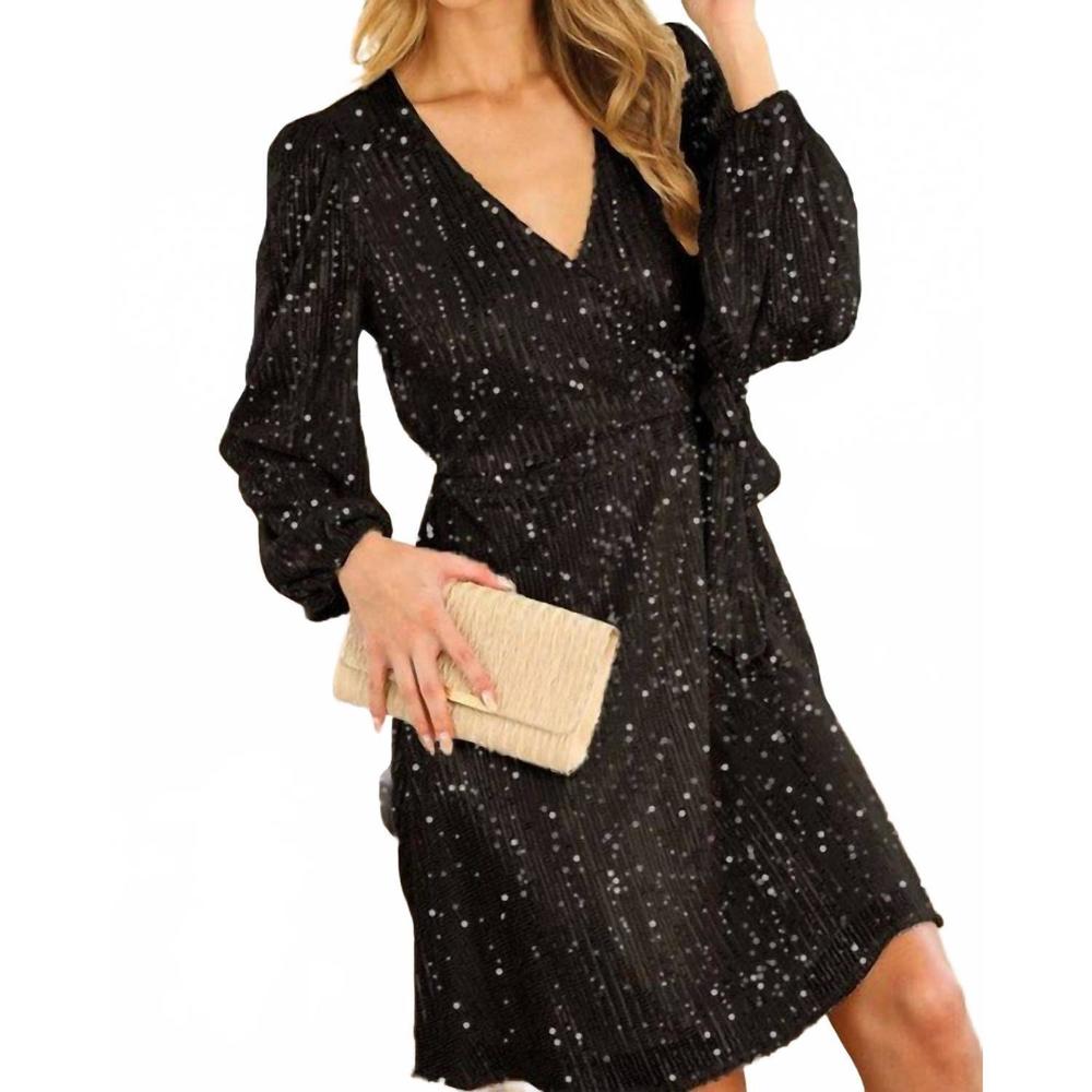 NEW VINE & LOVE lisa sequin dress in black - Picture 2 of 4
